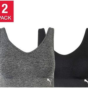 NWT Puma Women's Seamless Sports Bra 2 Pack Black Gray Size Small $60 9HL153